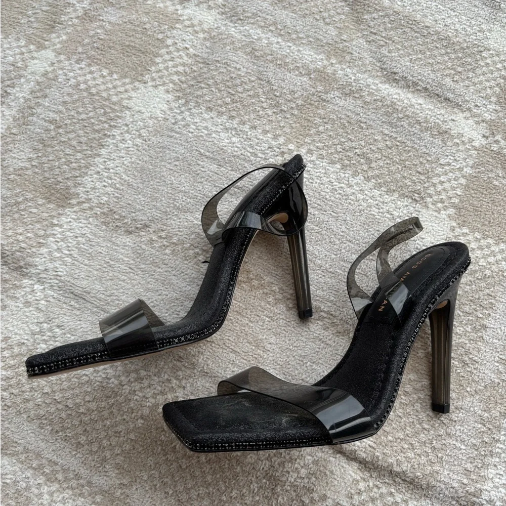 Good American Crystal Crush Lucite Glitter Sling Back Heels - Picture 4 of 8